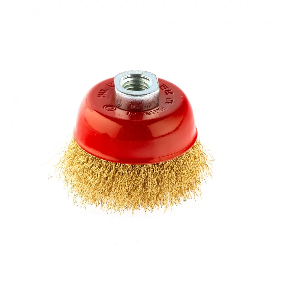 Щетка для УШМ, 75 мм, М14, чашка, латунированная витая проволока Matrix