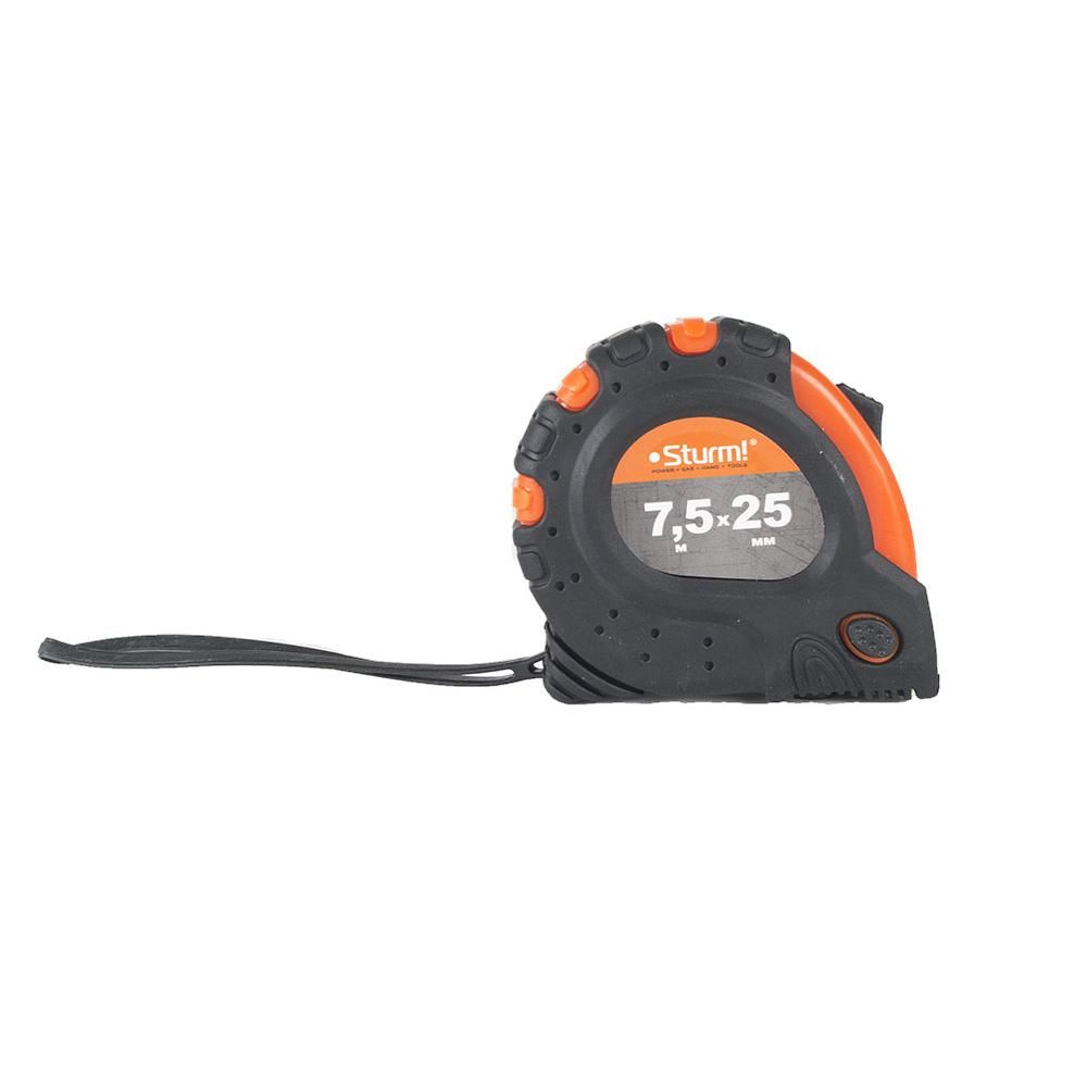 Рулетка 7,5x25мм, 3 кнопки стопа, двухсторонняя, магнит на зацепе, Sturm! 3100103 - изображение 2