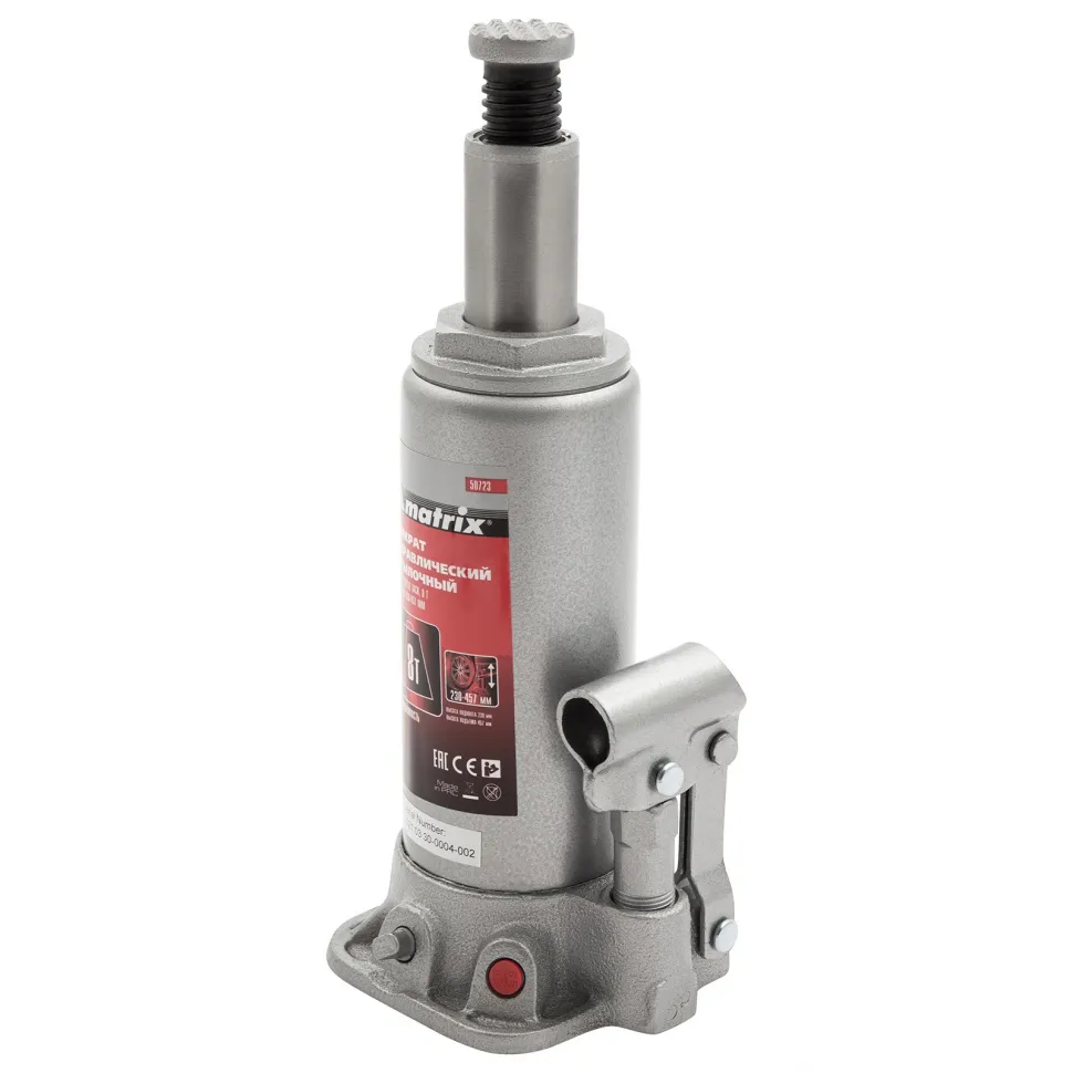 Домкрат гидравлический бутылочный, 8 т, высота подъема 230-457 мм Matrix - изображение 7