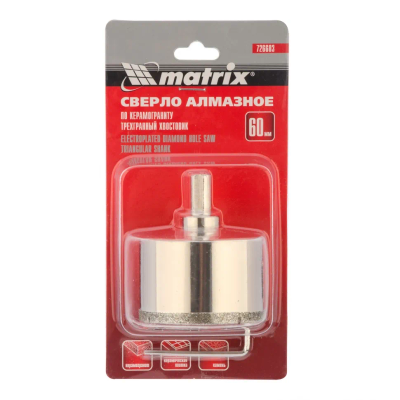 Сверло алмазное по керамограниту, 8х67 мм, трехгранный хвостовик, 2 шт Matrix - изображение 11