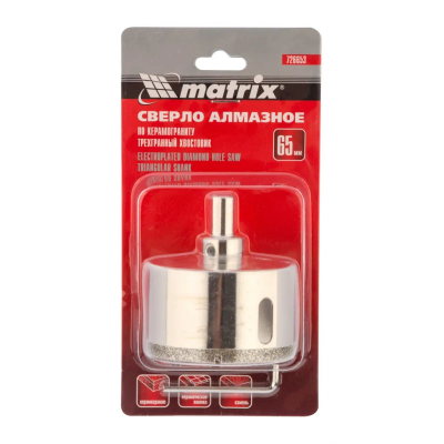 Сверло алмазное по керамограниту, 90х67 мм, трехгранный хвостовик Matrix - изображение 8