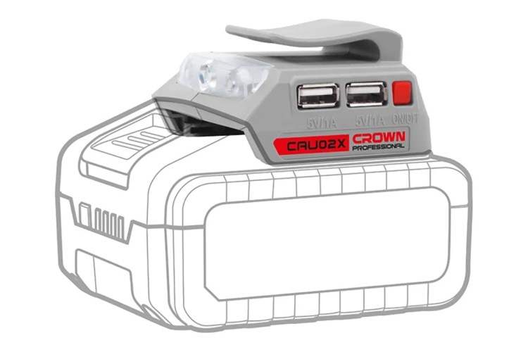 Адаптер для аккумуляторов Crown 20В Li-ion  2хUSB CAU02X - изображение 2