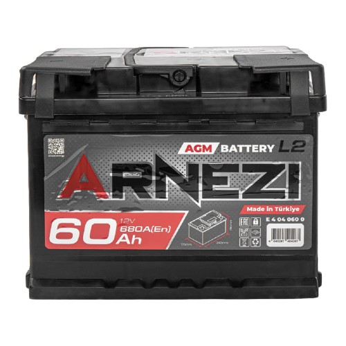 Аккумулятор ARNEZI AGM Start-stop 60 A/ч обратная R(+) 242x175x190 L2 EN 680 A E4040600 - изображение 2