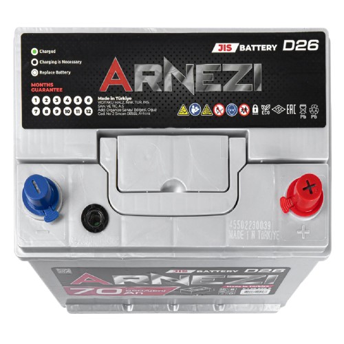 Аккумулятор ARNEZI JIS SMF 70 A/ч обратная R(+) 260x170x225 D26 EN 650 A E1300700 - изображение 3