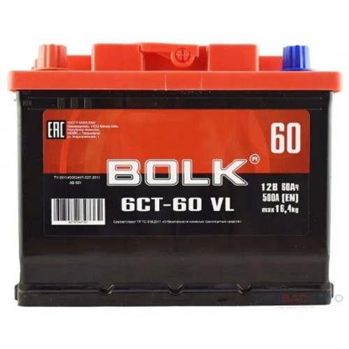 Аккумулятор BOLK B 60-3-L standart прямая полярность