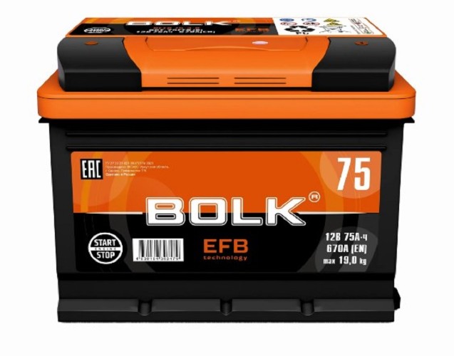 Аккумулятор BOLK BEFB 75-3-R обратная полярность