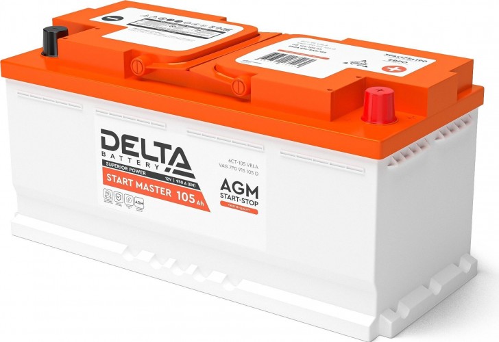 Аккумулятор Delta START MASTER 105 Ah AGM DELTA START MASTER 105 Ah AGM
