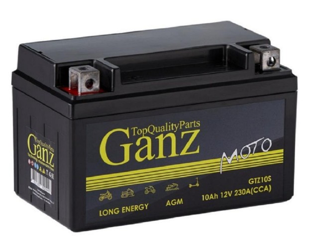 Аккумулятор GANZ AGM мото 10 A/ч прямая 150x86x93 CCA230 A GTZ10S GN1210