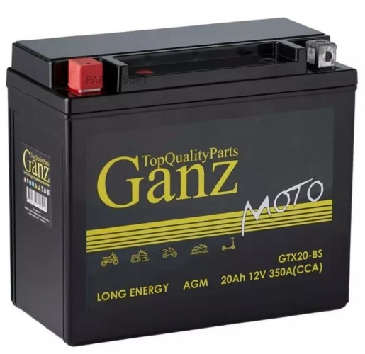 Аккумулятор GANZ AGM мото 20 A/ч прямая 177x88x155 CCA350 A GTX20-BS GN12201