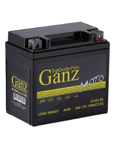 Аккумулятор GANZ AGM мото 5 A/ч обратная 114x69x109 CCA150 A GTX5l-BS GN1205
