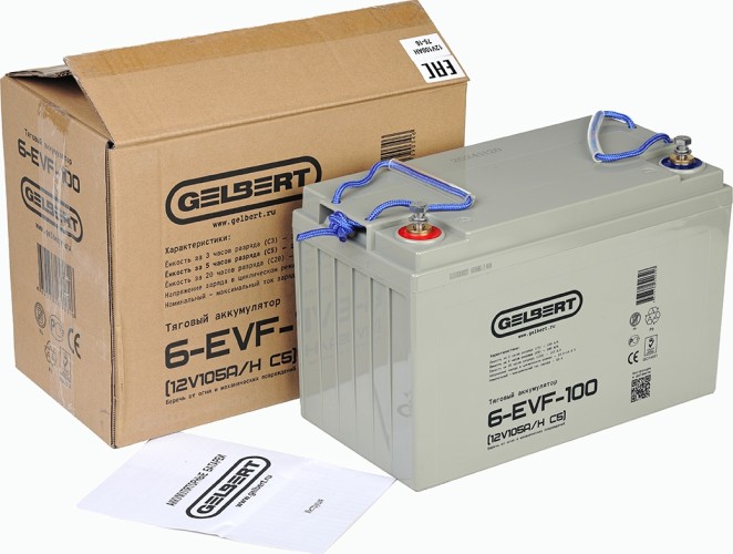 Аккумулятор GELBERT 6-EVF-100 (12V105A/H C5) тяговый 025374 - изображение 2