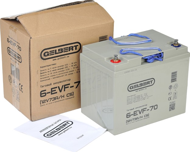 Аккумулятор GELBERT 6-EVF-70 (12V73A/H C5) тяговый 025381 - изображение 5