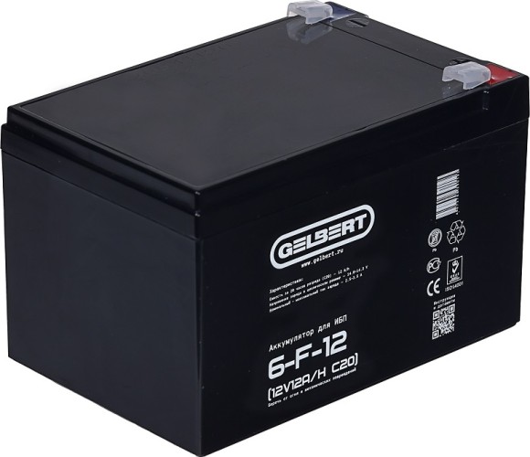 Аккумулятор GELBERT 6-F-12(12V12A/H C20) для ИБП 025243 - изображение 4