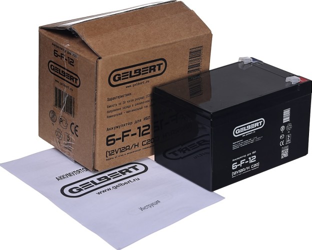 Аккумулятор GELBERT 6-F-12(12V12A/H C20) для ИБП 025243 - изображение 3