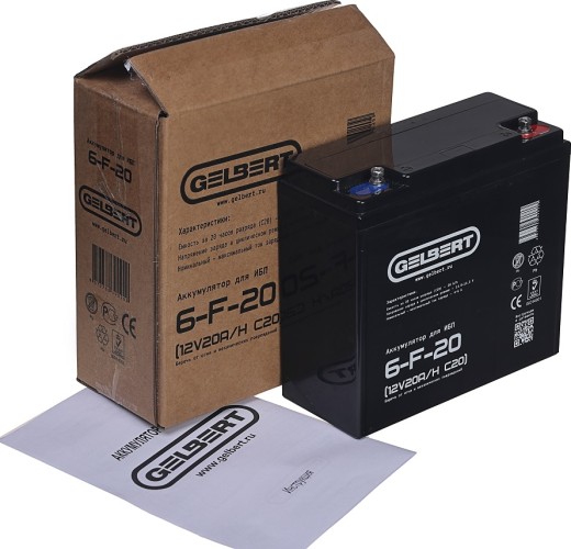 Аккумулятор GELBERT 6-F-20(12V20A/H C20)  для ИБП 025244 - изображение 3