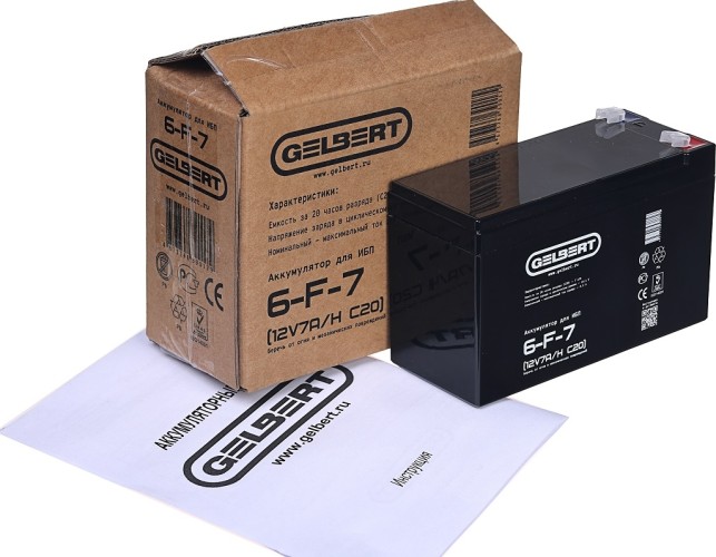 Аккумулятор GELBERT 6-F-7(12V7A/H C20) для ИБП 025246 - изображение 4