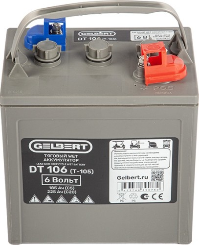 Аккумулятор GELBERT DT106 (T-105) 6V185A/H C5 WET тяговый   025364
