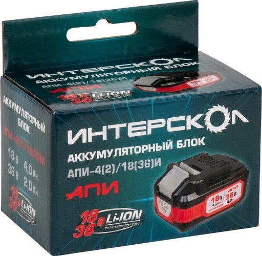 Аккумулятор ИНТЕРСКОЛ 18/36V 4.0 Ач Li-Ion АПИ-4 2400.204 - изображение 4