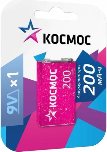Аккумулятор КОСМОС 6F22 200мА.ч 1BL (блист.1шт) KOCNI-MH6F22(200mAh)