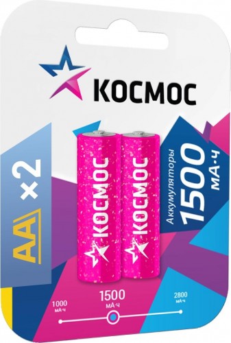 Аккумулятор КОСМОС AA/R6 NI-MN 1500мА.ч BP-2 (блист.2шт)  KOCR6NIMH(1500mA)