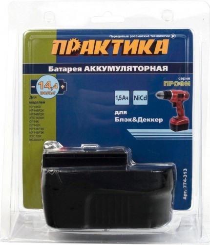 Аккумулятор ПРАКТИКА для B & D 14,4В, 1,5Ач, NiCd, блистер 774-313 - изображение 2
