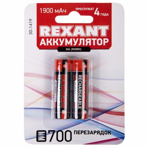 Аккумулятор REXANT 30-1419 Ni-MH AA/HR6, 1,2B, 1900мAч, 2 шт - изображение 2
