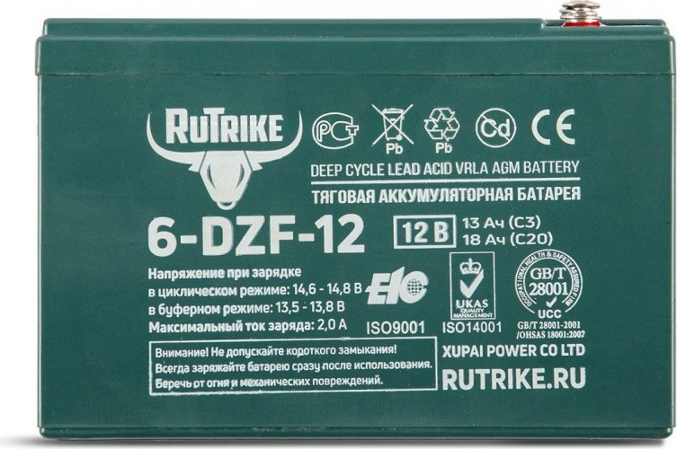 Аккумулятор RUTRIKE 12V 13A/H C3 тяговый 6-DZF-12 022833 - изображение 3