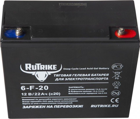 Аккумулятор RUTRIKE 12V 20A/H C20 тяговый 6-F-20 023275 - изображение 2