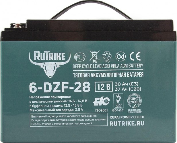 Аккумулятор RUTRIKE 12V 28A/H C3 тяговый 6-DZF-28 022836 - изображение 3