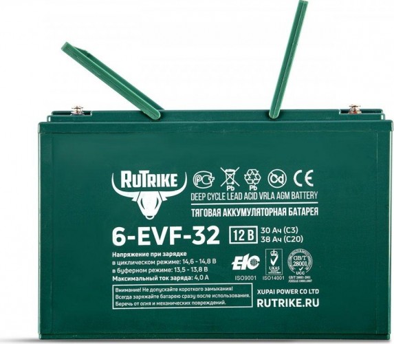 Аккумулятор RUTRIKE 12V 32A/H C3 тяговый 6-EVF-32 021662 - изображение 3
