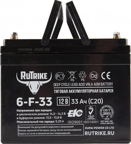 Аккумулятор RUTRIKE 12V 33A/H C20 тяговый 6-F-33 023281 - изображение 5