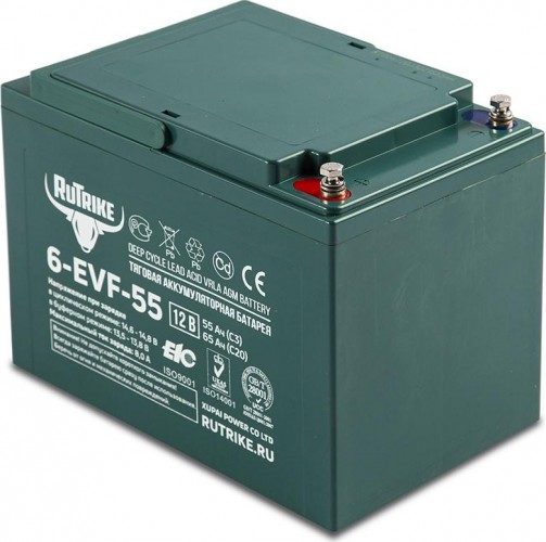 Аккумулятор RUTRIKE 12V 55A/H C3 тяговый 6-EVF-55 021946 - изображение 2