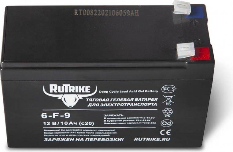 Аккумулятор RUTRIKE 12V  9A/H C20 тяговый 6-F-9 023273 - изображение 2