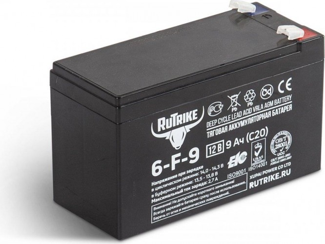 Аккумулятор RUTRIKE 12V  9A/H C20 тяговый 6-F-9 023273