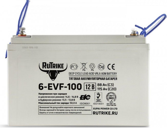 Аккумулятор RUTRIKE 12V100A/H C3 тяговый 6-EVF-100 021664 - изображение 2