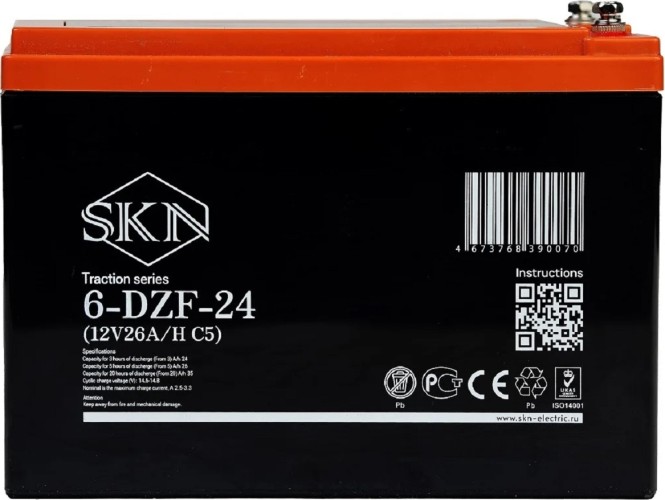Аккумулятор SKN 6-DZF-24 (12V26A/H C5) тяговый 025385