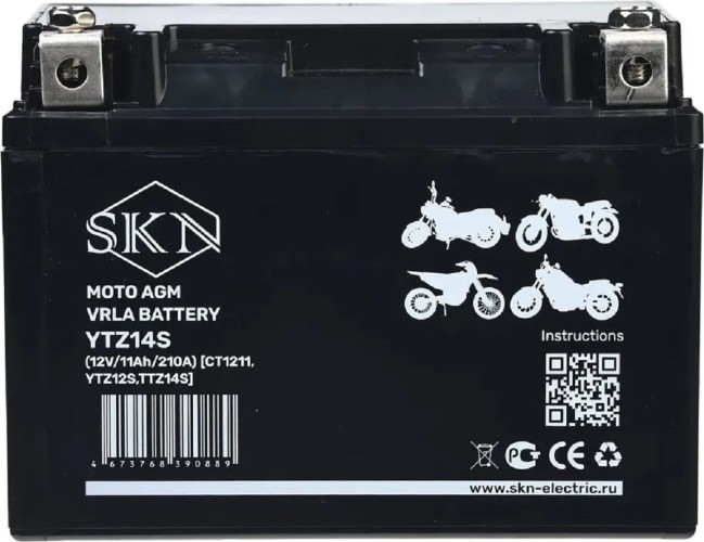 Аккумулятор SKN YTZ14S (12V/11Ah/210A) для мототехники 025284
