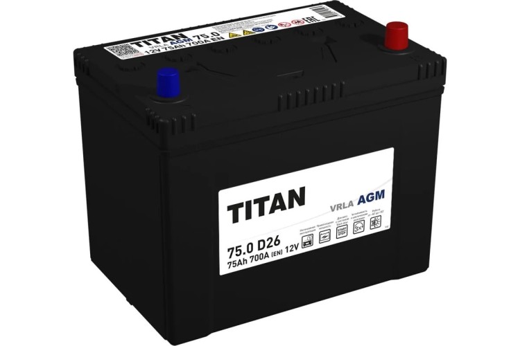 Аккумулятор Titan AGM 75.0 VRLA D26 B00 650А 4610082702127