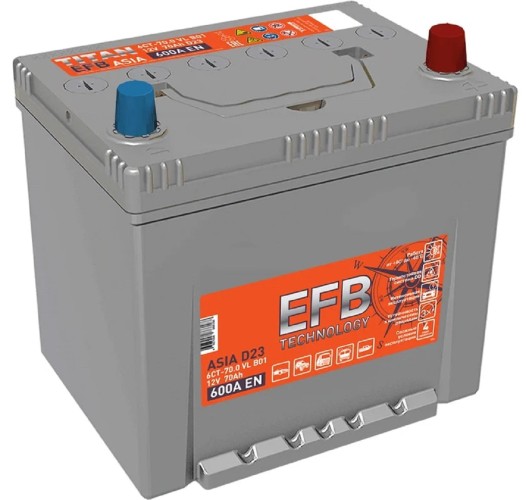 Аккумулятор Titan ASIA EFB 70.0 VL B01 600А 4607008888188