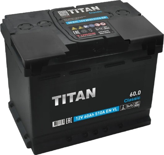 Аккумулятор Titan Classic 6СТ-60.0 VL 510А 4607008889871
