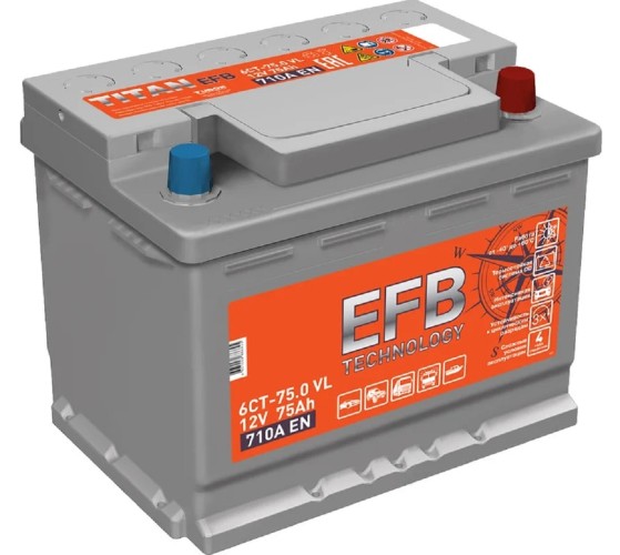 Аккумулятор Titan EFB 75.0 VL 710А 4607008886825