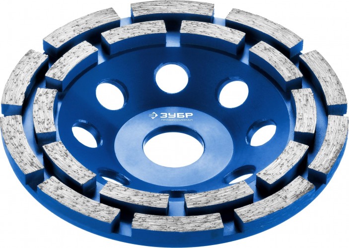 Алмазная чашка по бетону двухрядная ЗУБР ПРОФЕССИОНАЛ 180 х 22.2 мм 33372-180 33372-180