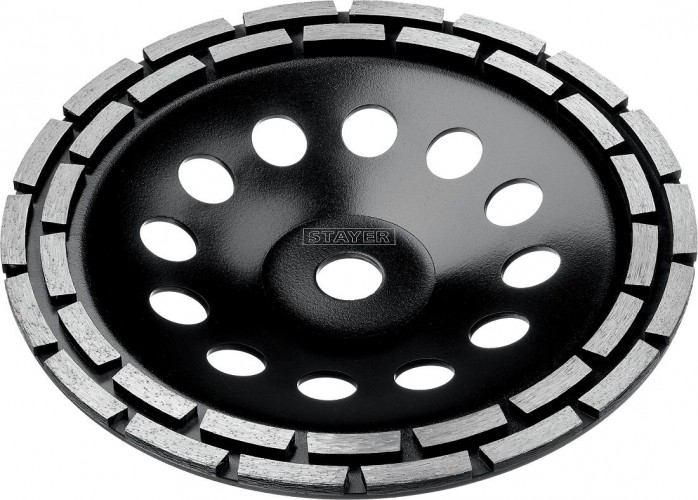 Алмазная чашка  STAYER 230мм double шлифовальная сегментная двухрядная 33381-230