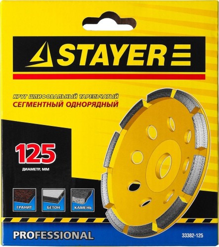 Алмазная чашка  STAYER PROFESSIONAL сегментная однорядная, высота 22,2мм, 125мм 33382-125 - изображение 5