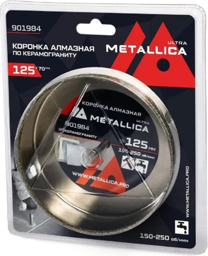 Алмазная коронка для мокрого сверления METALLICA Ultra 125х70 мм #46 по керамограниту, плитке 901984