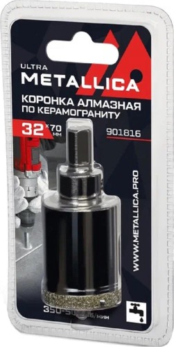 Алмазная коронка для мокрого сверления METALLICA Ultra 32х70 мм #46 по керамограниту, плитке 901816