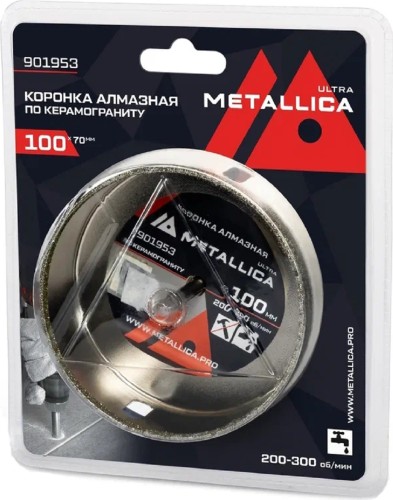 Алмазная коронка для мокрого сверления METALLICA Ultra 100х70 мм #46 по керамограниту, плитке 901953