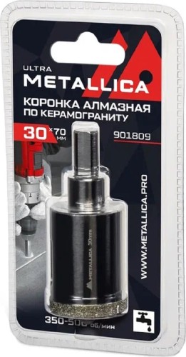 Алмазная коронка для мокрого сверления METALLICA Ultra 30х70 мм #46 по керамограниту, плитке 901809