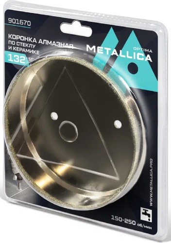 Алмазная коронка для мокрого сверления METALLICA Optima 132x55 мм #80 по стеклу, плитке 901670