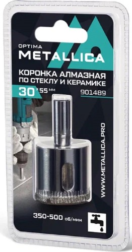 Алмазная коронка для мокрого сверления METALLICA Optima 30x55 мм #80 по стеклу, плитке 901489